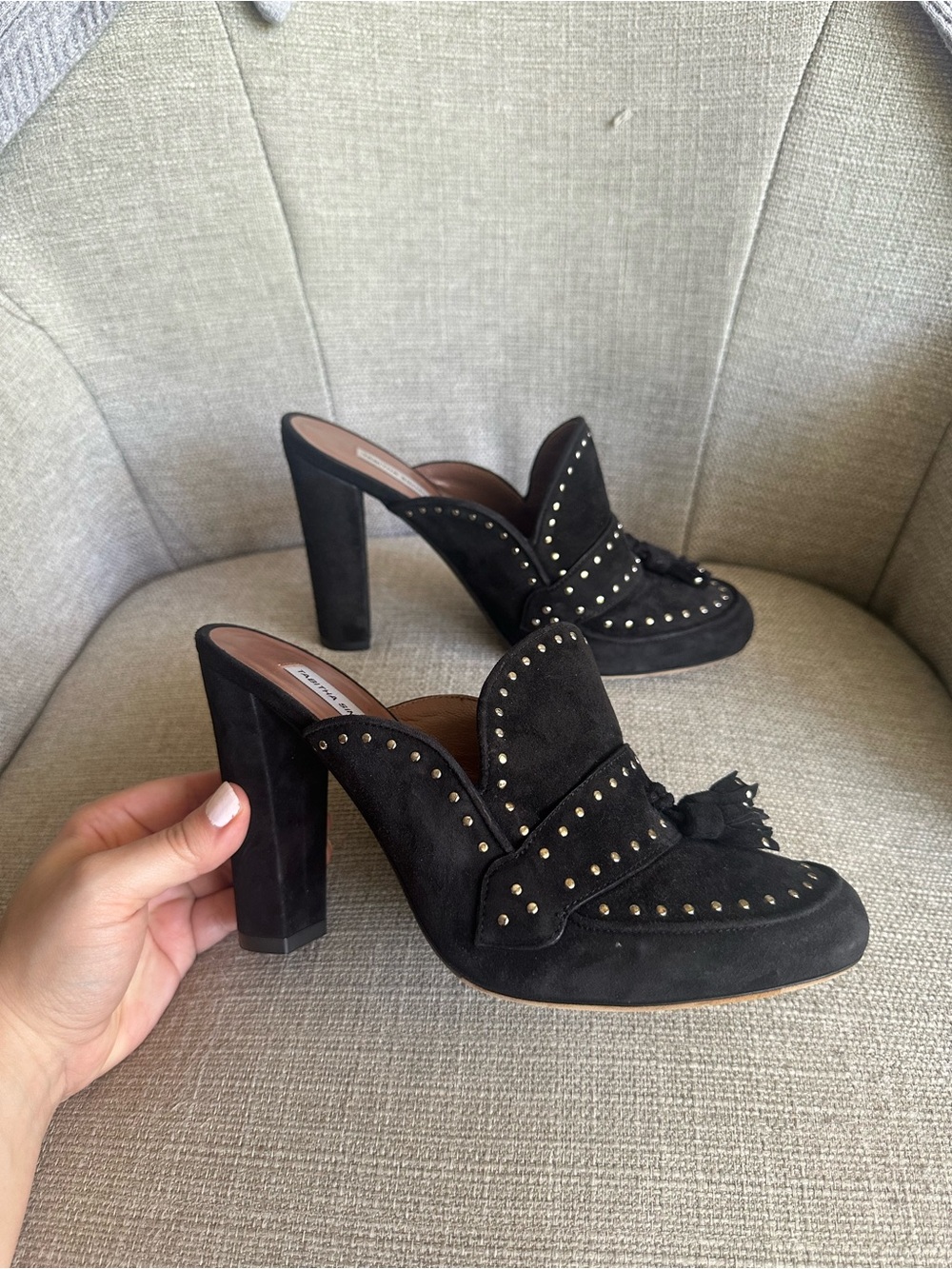 Tabitha Simmons Diana Suede Tassel Mules